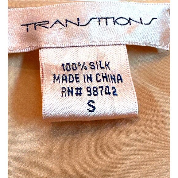 Transitions Silk S Gold Satin Shine Sleeveless Tank Top Scoop Neck Blouse Cami - Picture 10 of 11